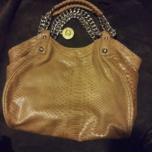 Henri Bendel Large Bag  chain detail double on straps Milliner Shopper Snake